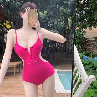 ins复古纯欲辣妹性感深V领显瘦遮 25轻奢泳衣女款 夏季 新款 网红同款