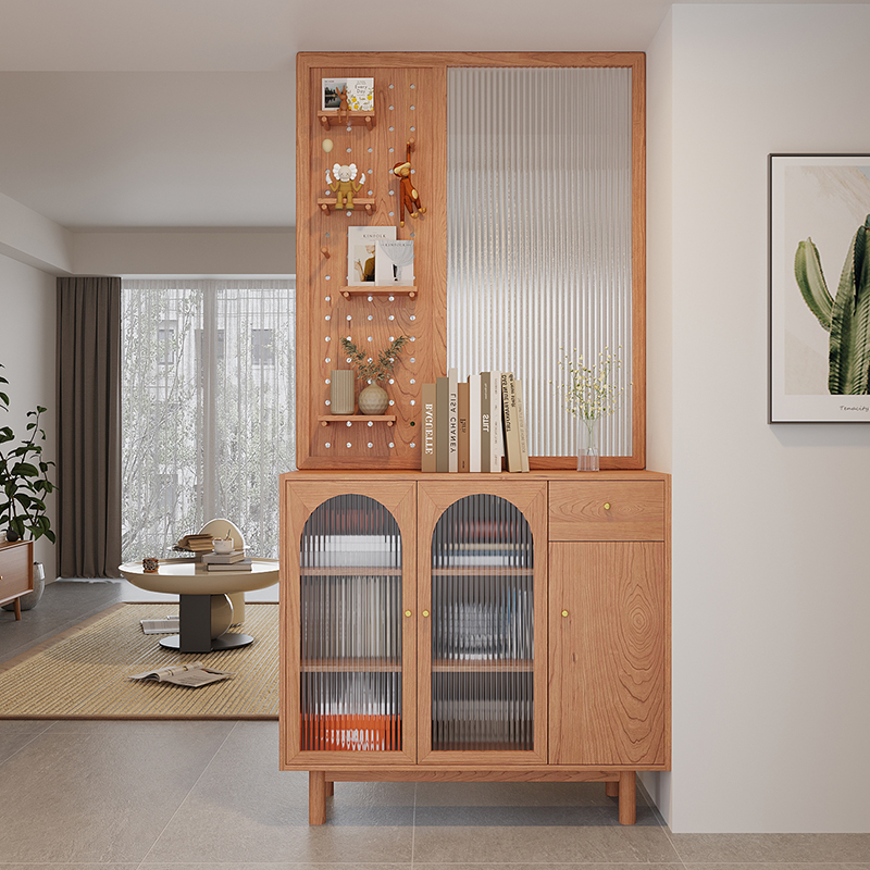 日式原木风实木隔断玄关柜