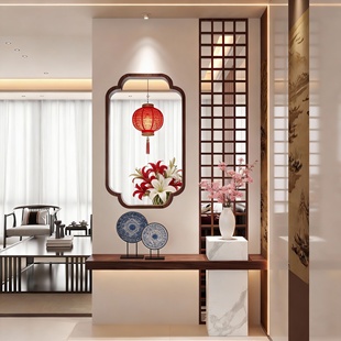 假墙格栅中式木质屏风隔断客厅装饰遮挡实木镂空花格家居