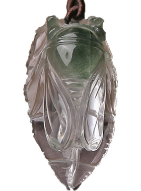 大业天然绿幽灵礼品金蝉吊坠