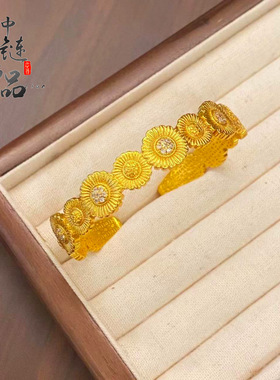 不掉色【金店同款】古法沙金镶钻