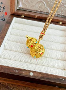 【金店同款】古法沙金珐琅彩镂空