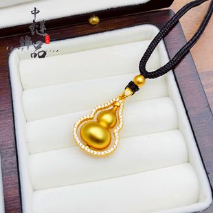 高保色镶钻葫芦吊坠转运葫芦项链铜镀金 精品久不掉色渡金爆款