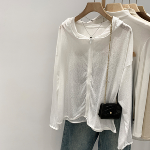 白轻薄罩衫 夏日薄款 上衣女2026新款 开衫 外套0320w 服连帽长袖