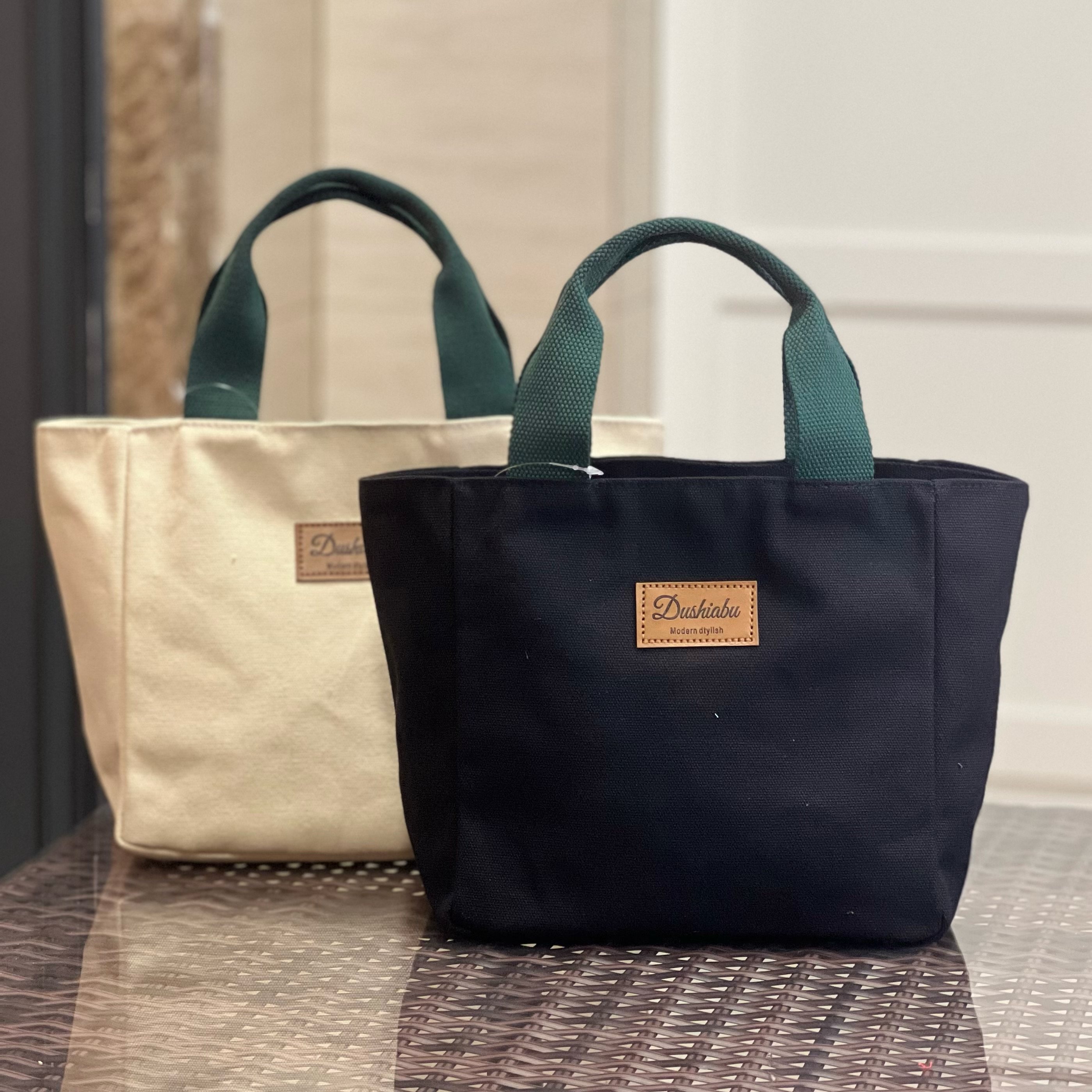 日式简约手提袋纯色帆布包学生上班族外出手拎带饭便当包饭盒袋子,收纳整理,饭盒袋,淘宝优惠券,粉丝福利购,淘宝优惠卷