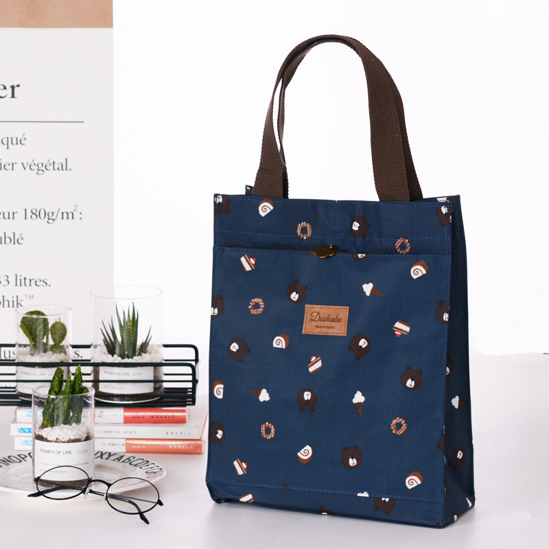 防水饭盒袋学生卡通便当包带饭包A4补习书袋上班手提袋休闲手拎包