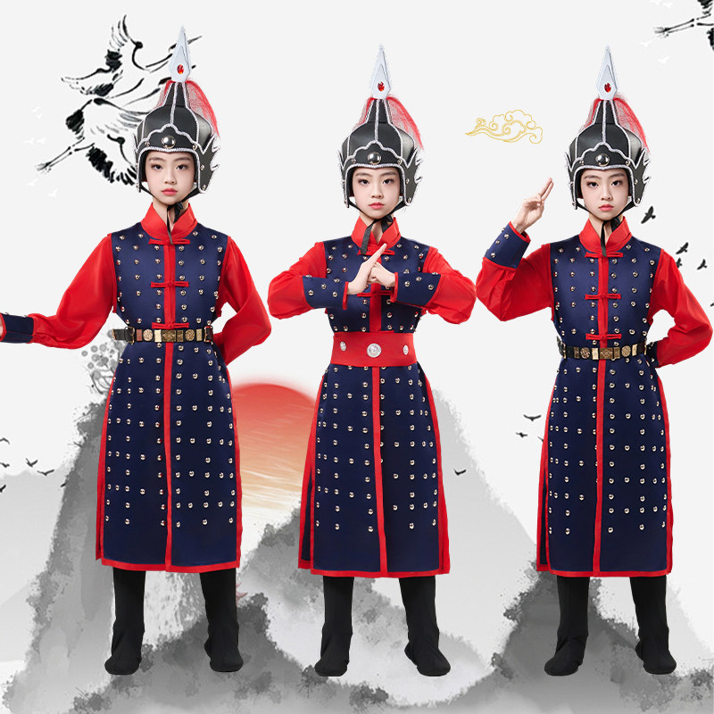 儿童中国风将军铠甲演出服套装