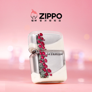 Zippo打火机流沙玫瑰夜光官方正品 防风煤油告白男友浪漫生日礼物