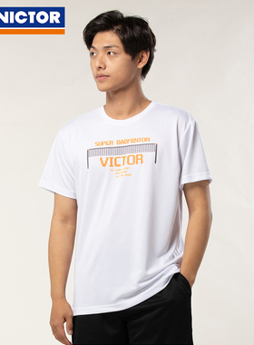 威克多VICTOR胜利羽毛球服 夏季透气短袖运动T恤黑色 白色