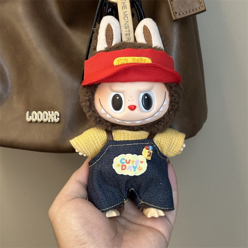 17cm拉布布娃衣一代三代可穿红色牛仔labubu换装着替
