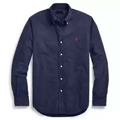 Spring and Autumn Men's Oxford Fabric Solid Color Simple Small Embroidered Logo Slim Long-Sleeved Shirt Business Casual Collared Shirt