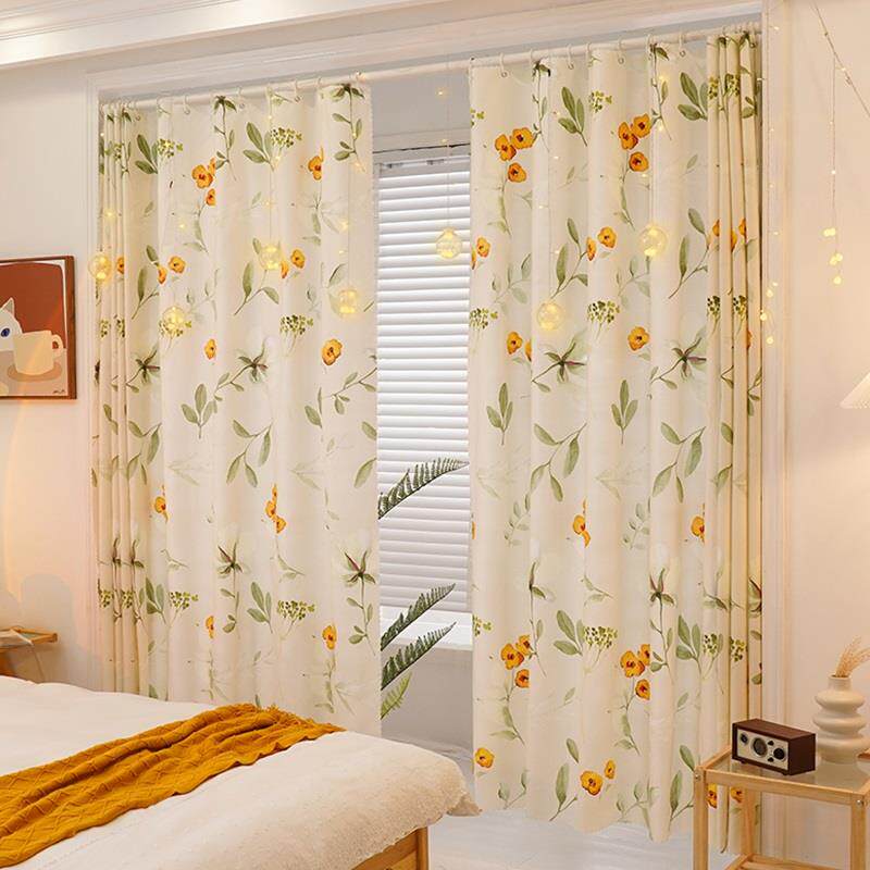 遮光窗帘2022新款免打孔安装伸缩杆遮阳隔断帘遮挡帘简易出租房gr