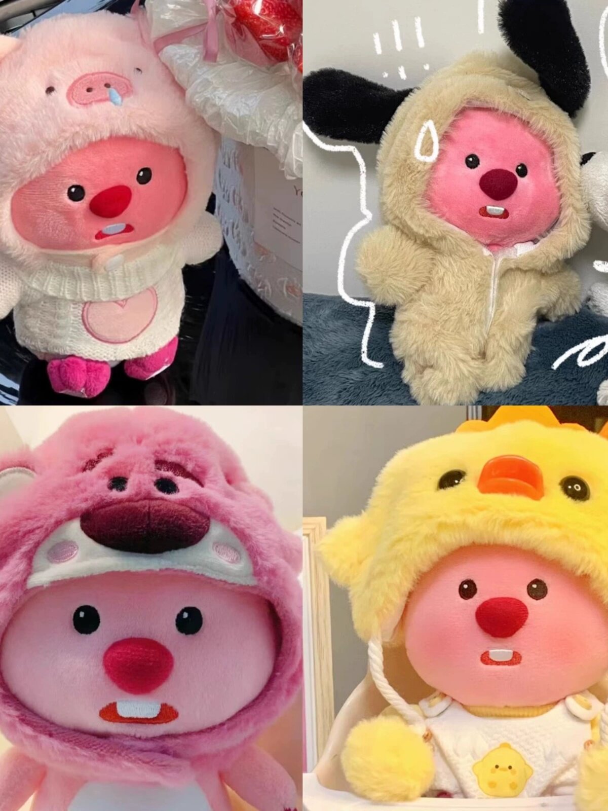 새로운 20CM 작은 비버 루피 루비 돼지 인형 옷 인터넷 연예인 핑크 콧물 돼지 모자와 헤드 기어