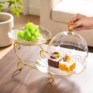 熟料亚克力多层水果盘带盖客厅茶几婚庆糖果零食瓜果盘分格收纳架