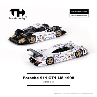 即将现货 Trends Hobby TH 1:64保时捷 911 GT1 LM 1998 合金车模