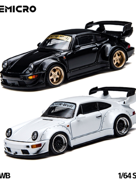 TimeMicro 1:64 RWB 964 黑白双色版仿真合金汽车模型