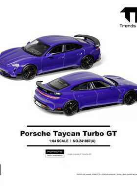 预售Trends HobbyTH保时捷 Taycan Turbo GT紫色绿色合金汽车模型