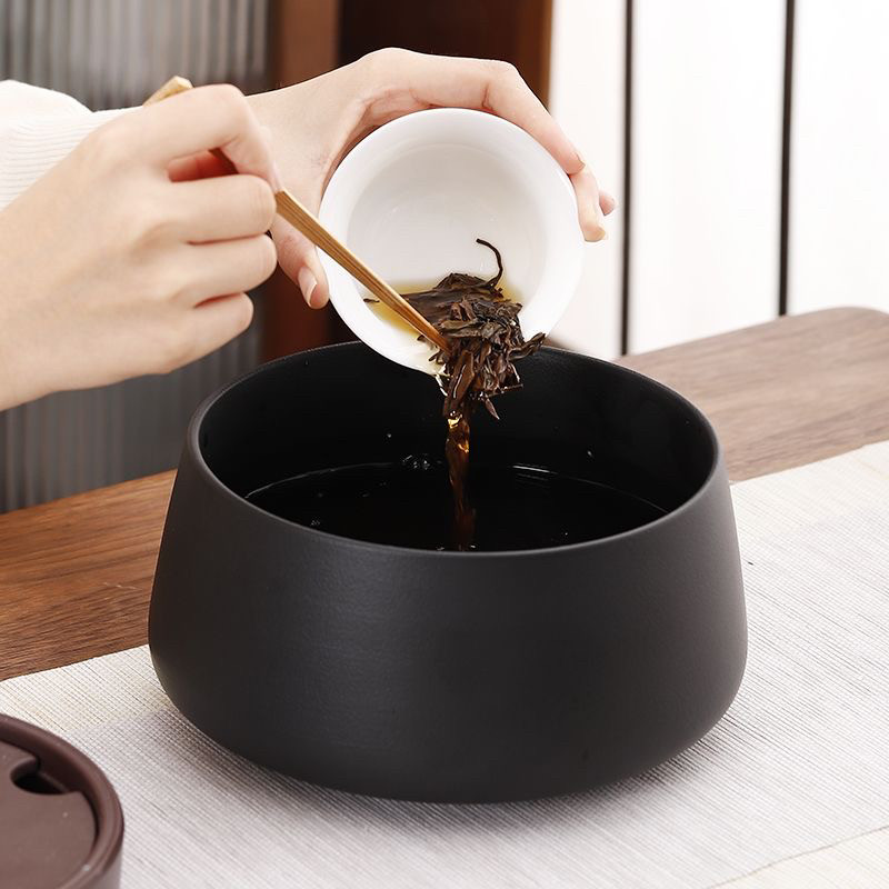 陶瓷茶洗功夫茶具茶道配件水盂家用茶台茶渣缸废水缸大号泡茶工具