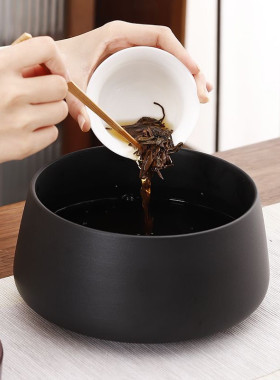 陶瓷茶洗功夫茶具茶道配件水盂家用茶台茶渣缸废水缸大号泡茶工具