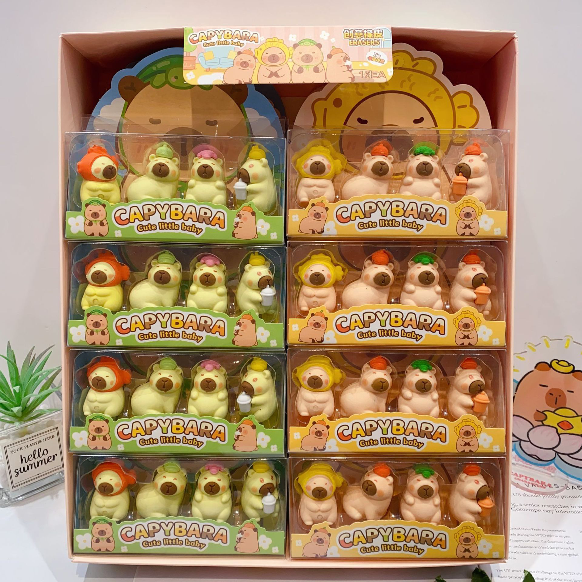 卡皮巴拉创意公仔小水豚橡皮擦卡通动物造型小学生专用奖品礼物