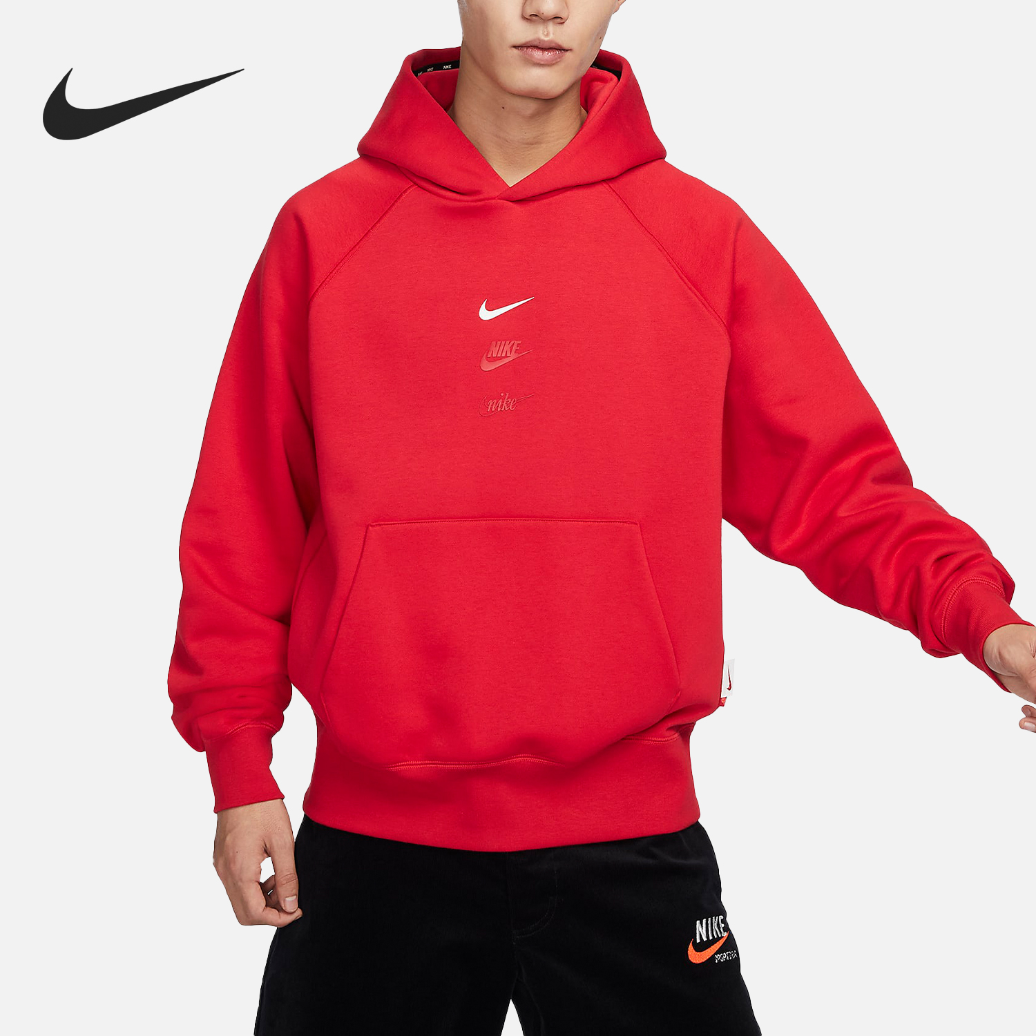 Nike/耐克正品龙年款男士加绒保暖套头连帽卫衣FZ6373