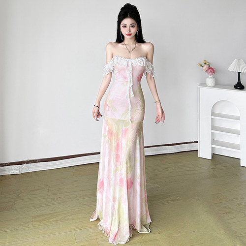 【夏日樱花】浪漫花卉蕾丝连衣裙