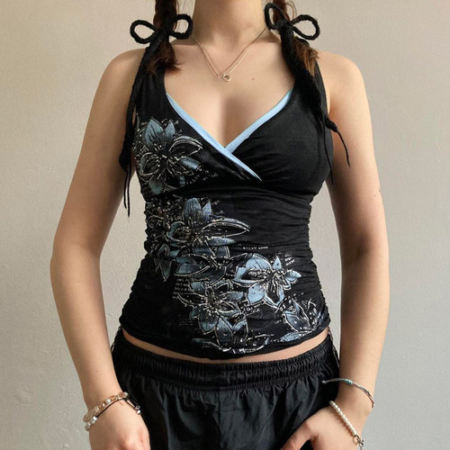 【美式古着】90S性感印花吊带