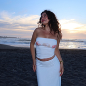 Amyway 花卉上衣 短款 海岛度假 贝壳海星印花设计感抹胸性感修身