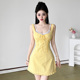 纯欲法式 Amyway 甜心少女 复古辣妹系带撞色拼接鱼骨收腰吊带裙