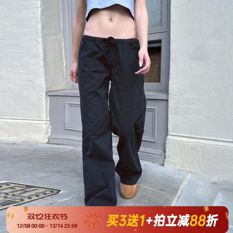 【美式街头】辣妹低腰系带工装裤