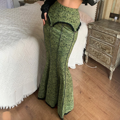 长裙半身裙复古鱼尾蕾丝拼接包臀