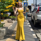 Amyway 柠檬汽水 夏日纯欲风性感辣妹吊带裙紧身显瘦包臀长裙