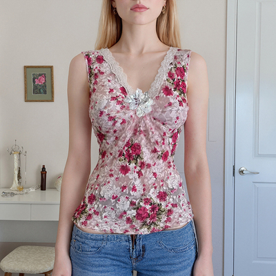 【古着缪斯】法式花卉蕾丝上衣