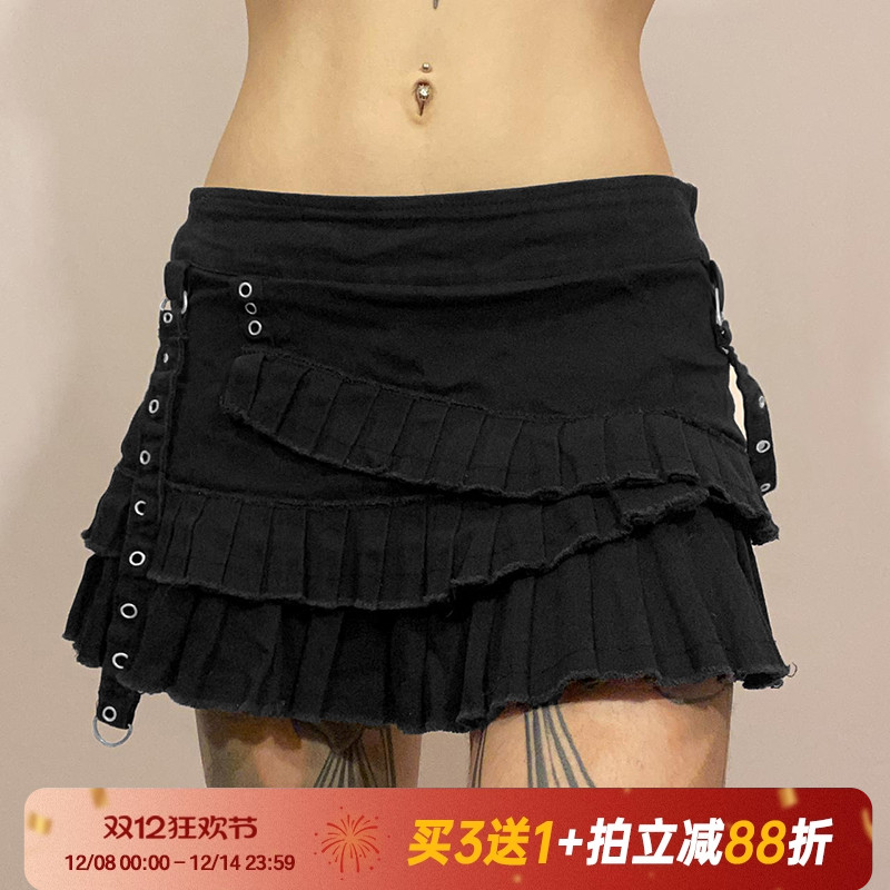 半身裙暗黑系A字裙百褶裙