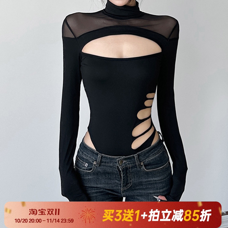 【野生辣妹】网纱拼接性感连体衣