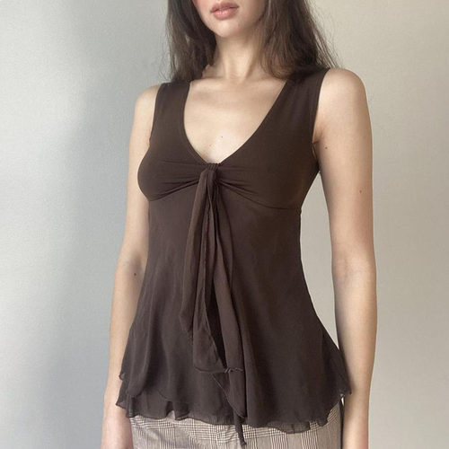 【中古辣妹】vintage棕色系背心