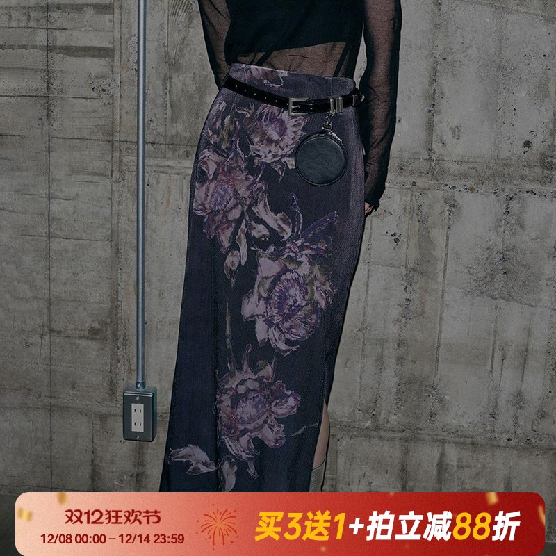 半身裙性感古着氛围感植卉印花