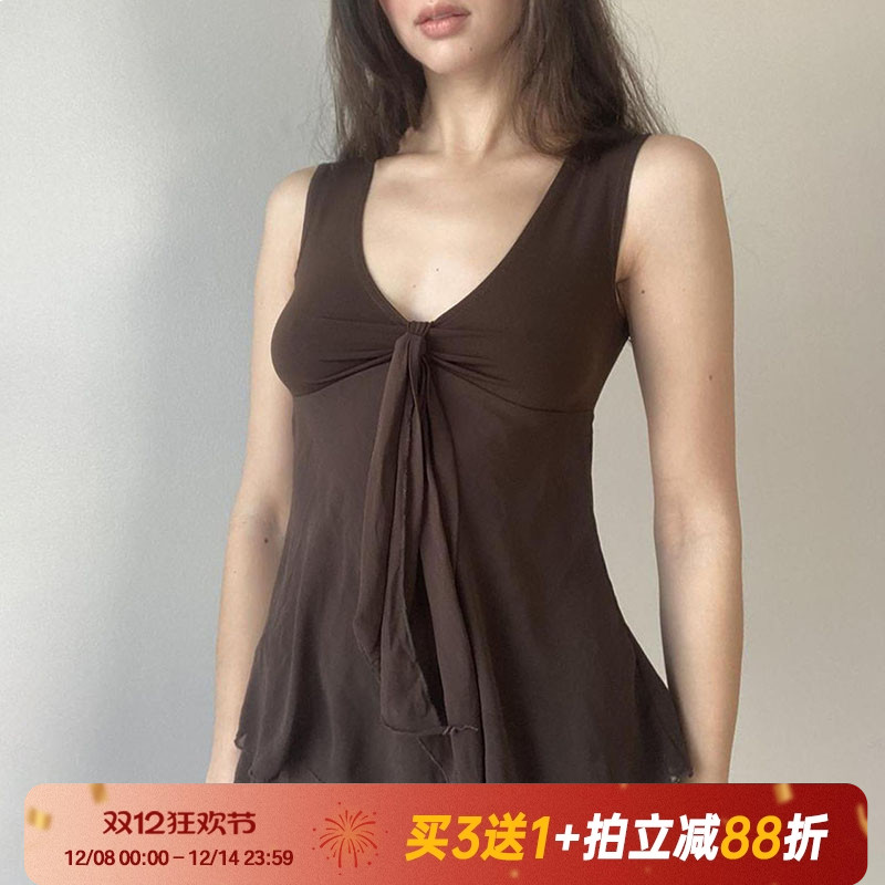 【中古辣妹】vintage棕色系背心