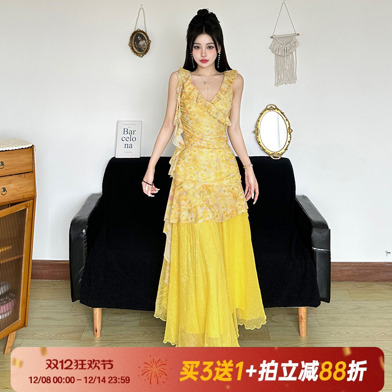 【浪漫别致】法式复古度假吊带裙