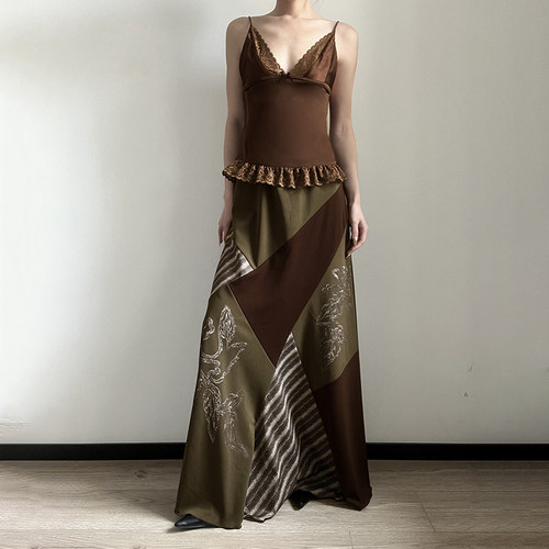 【巴洛克风】复古宫廷风拼色长裙