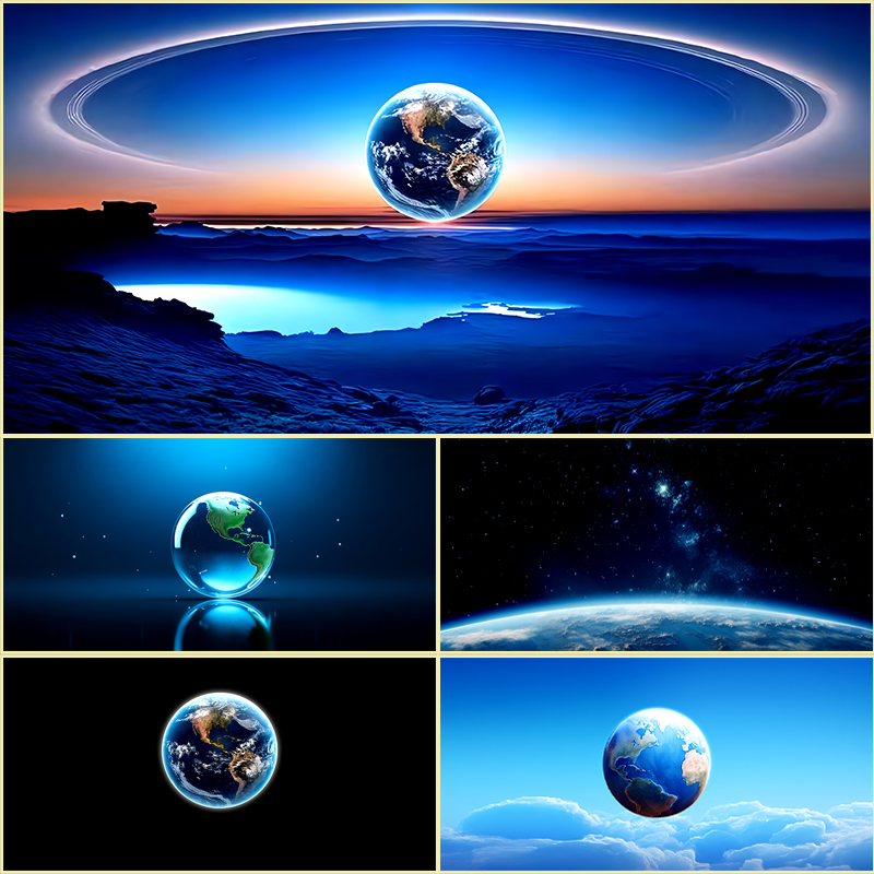 鱼缸贴纸背景画多彩地球3D立体水族箱造景装饰壁纸高清定制图片