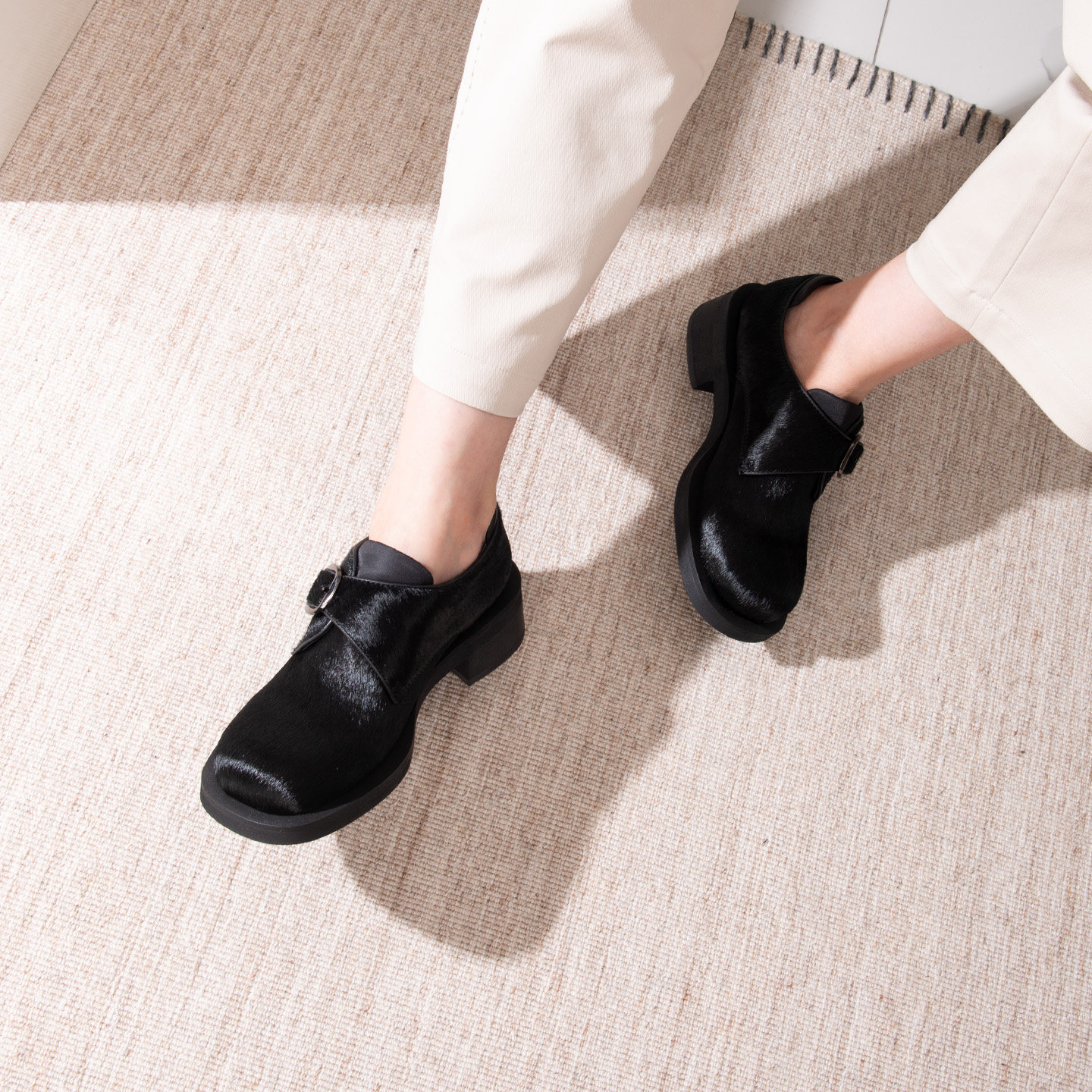 VDVC小众自然马毛2025秋新款真皮休闲鞋皮带扣中跟4cm单鞋乐福鞋,女鞋,时尚休闲鞋,淘宝优惠券,粉丝福利购,淘宝优惠卷