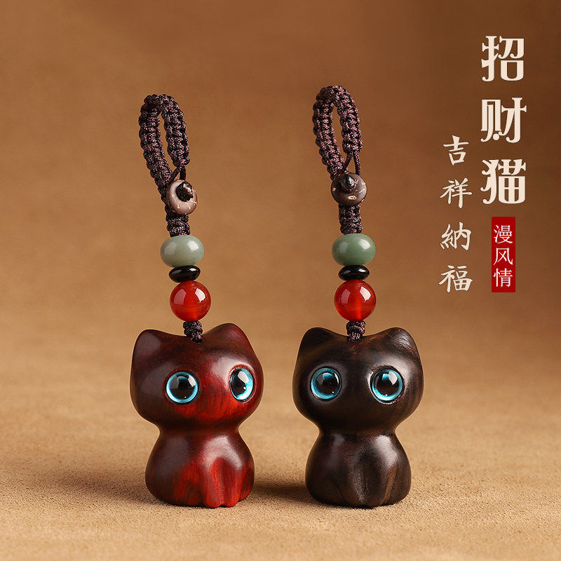 非遗药香黑檀木招财猫咪