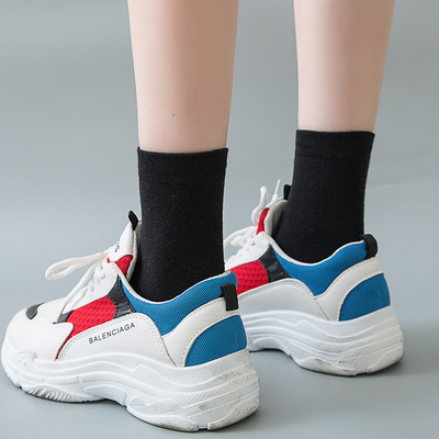 袜子女黑白灰色简约风四季长筒袜