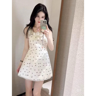 优雅方领蕾丝边小碎花A字无袖 新款 连衣裙女XSJ1L09D 2026春季