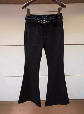 JR 2025年冬季新款 高腰休闲百搭水洗加绒牛仔喇叭阔腿裤XRJ6K03C