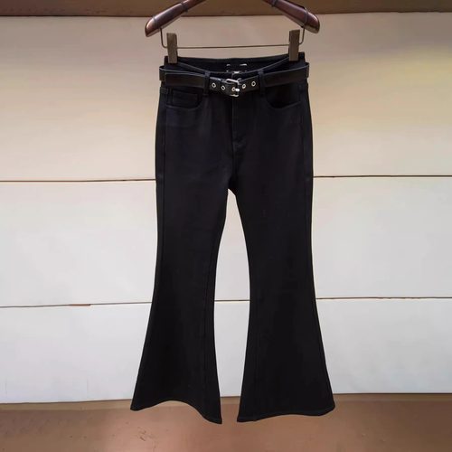 JR 2025年冬季新款 高腰休闲百搭水洗加绒牛仔喇叭阔腿裤XRJ6K03C