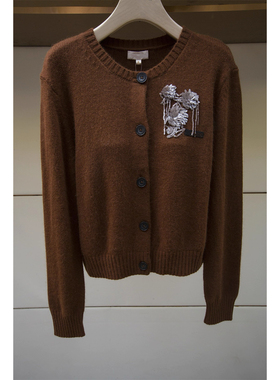 JR 赵露思同款 2025冬季新款 单排扣立体花针织衫毛衣女XRJ6M12D