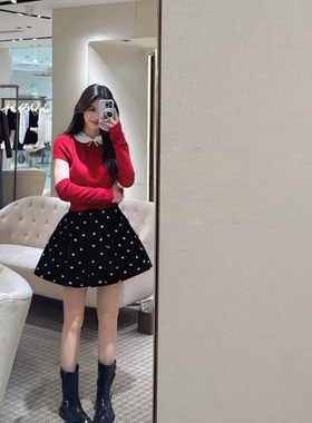 JR 专柜正品 2026春季新款拆卸袖甜美娃娃领针织衫上衣女XSJ1M05D