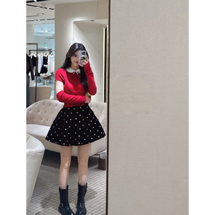 JR 专柜正品 2026春季新款拆卸袖甜美娃娃领针织衫上衣女XSJ1M05D